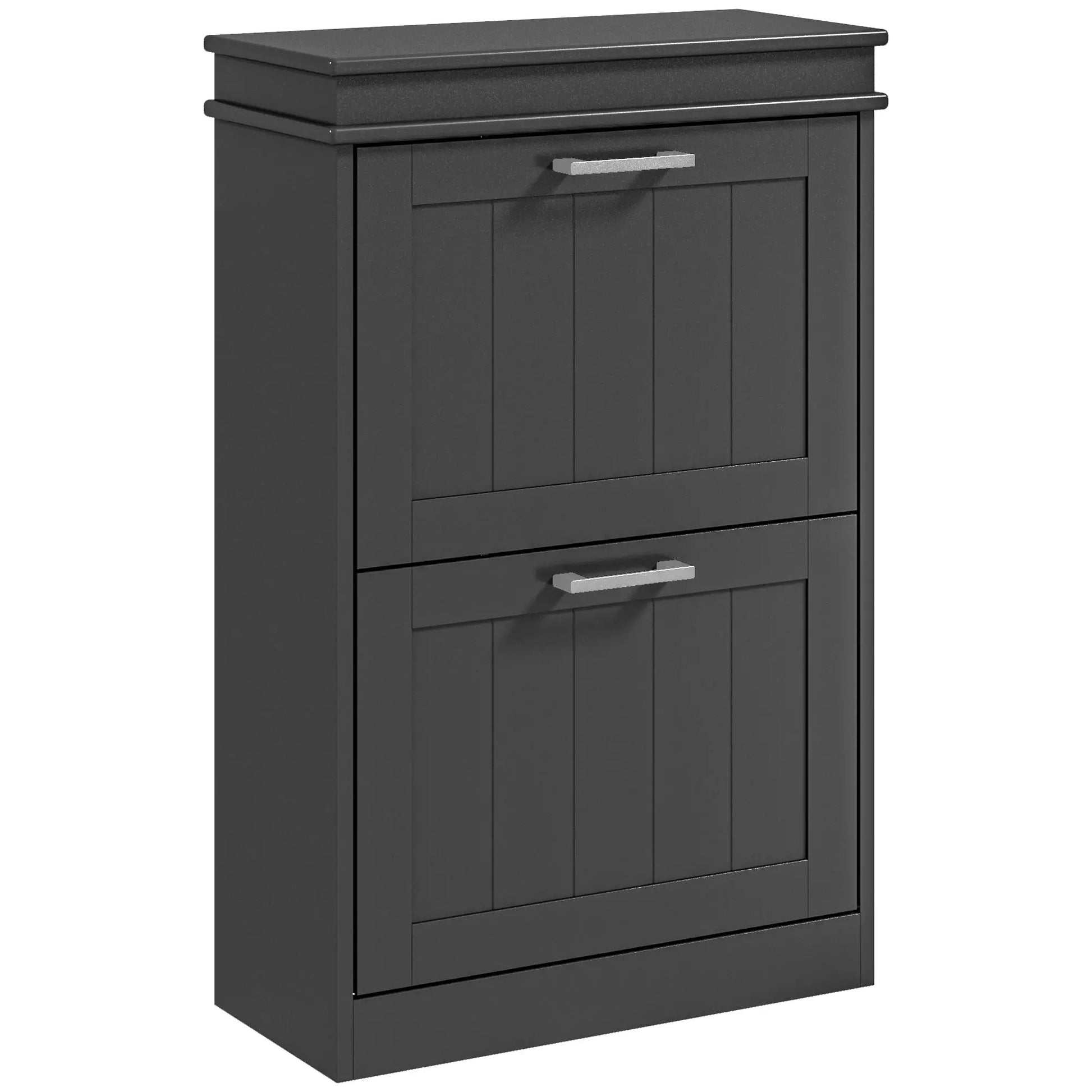 Shoe Storage Cabinet, 2 Flip Drawers, Adjustable Shelves, 10 Pairs, Black Shoe Storage Cabinets & Racks at Gallery Canada