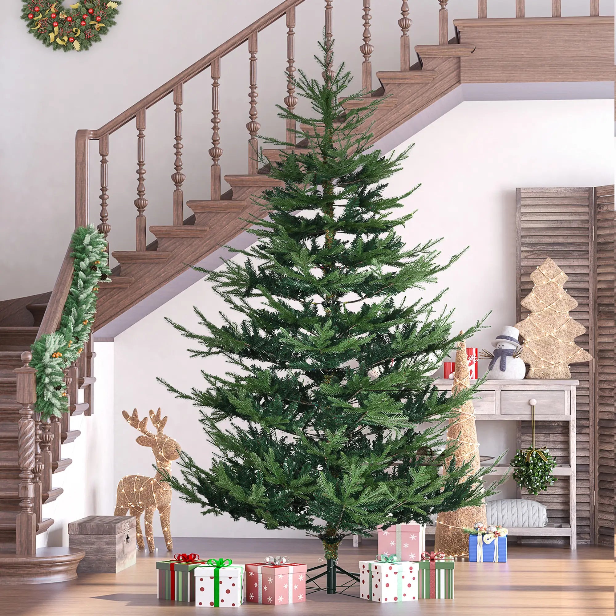 7.5ft Artificial Christmas Tree, Metal Base Artificial Christmas Trees at Gallery Canada