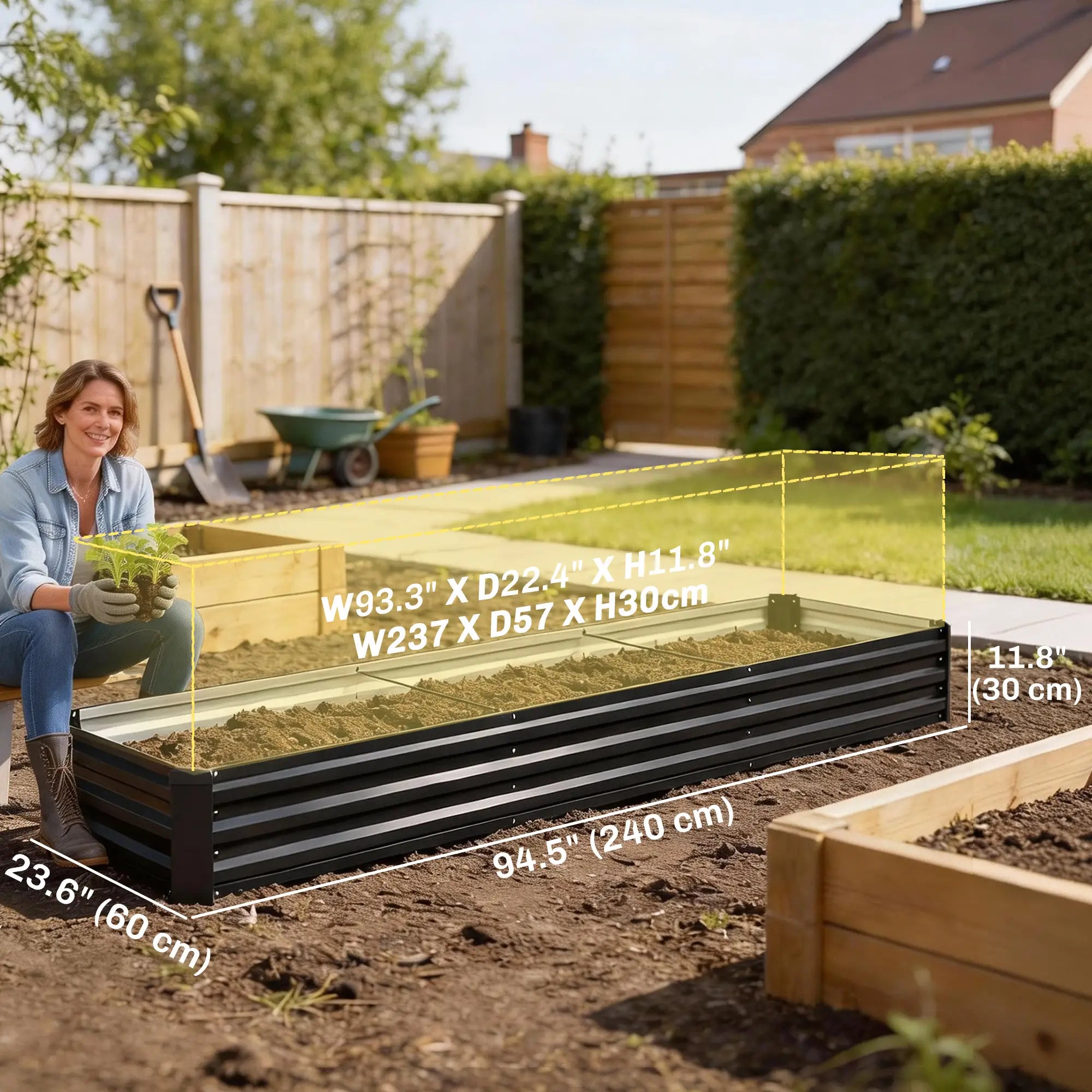 8'x2'x1' Galvanized Raised Bed, Elevated Planter Box, Black Galvanized Planter Boxes at Gallery Canada
