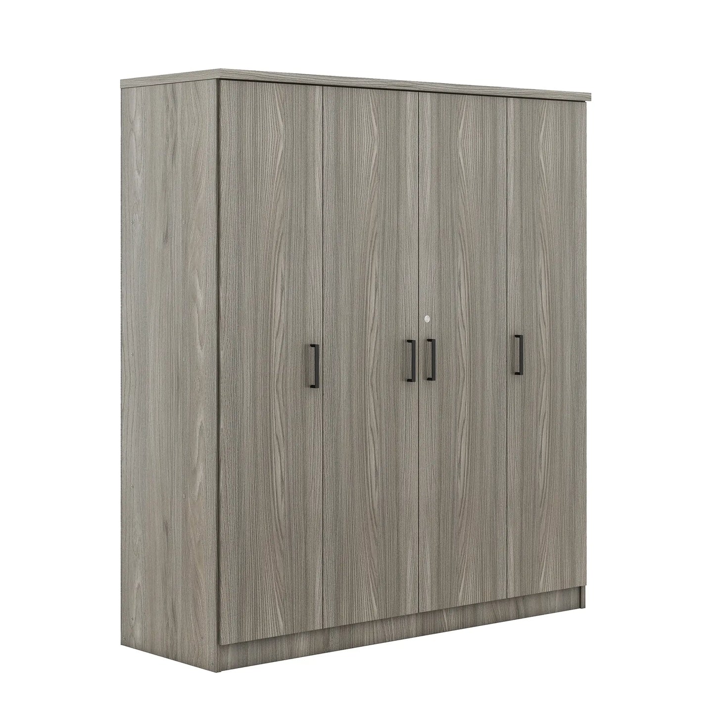 Wardrobe with Hanging Rail, Locking Drawer, Black Handles, 59" L x 20" W x 68" H, Grey Clothing Storage at Gallery Canada