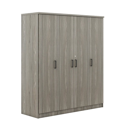 Wardrobe with Hanging Rail, Locking Drawer, Black Handles, 59" L x 20" W x 68" H, Grey Clothing Storage at Gallery Canada