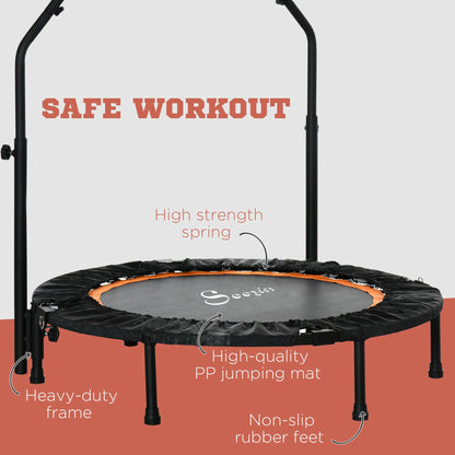 40" Foldable Mini Trampoline, Adjustable Foam Handle, Orange Trampolines at Gallery Canada