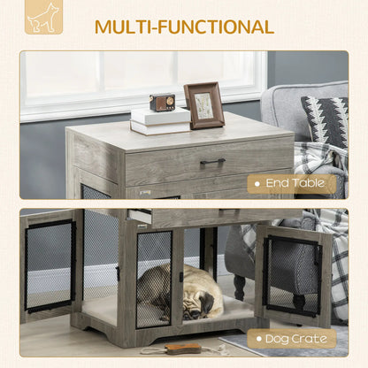 Dog Crate Furniture with Cushion, 2 Doors, Storage, Grey Houses, Kennels & Pens at Gallery Canada