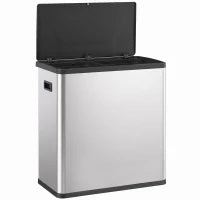 Automatic Trash Can, 15.8Gal, 60L Dual Compartment, Silver
