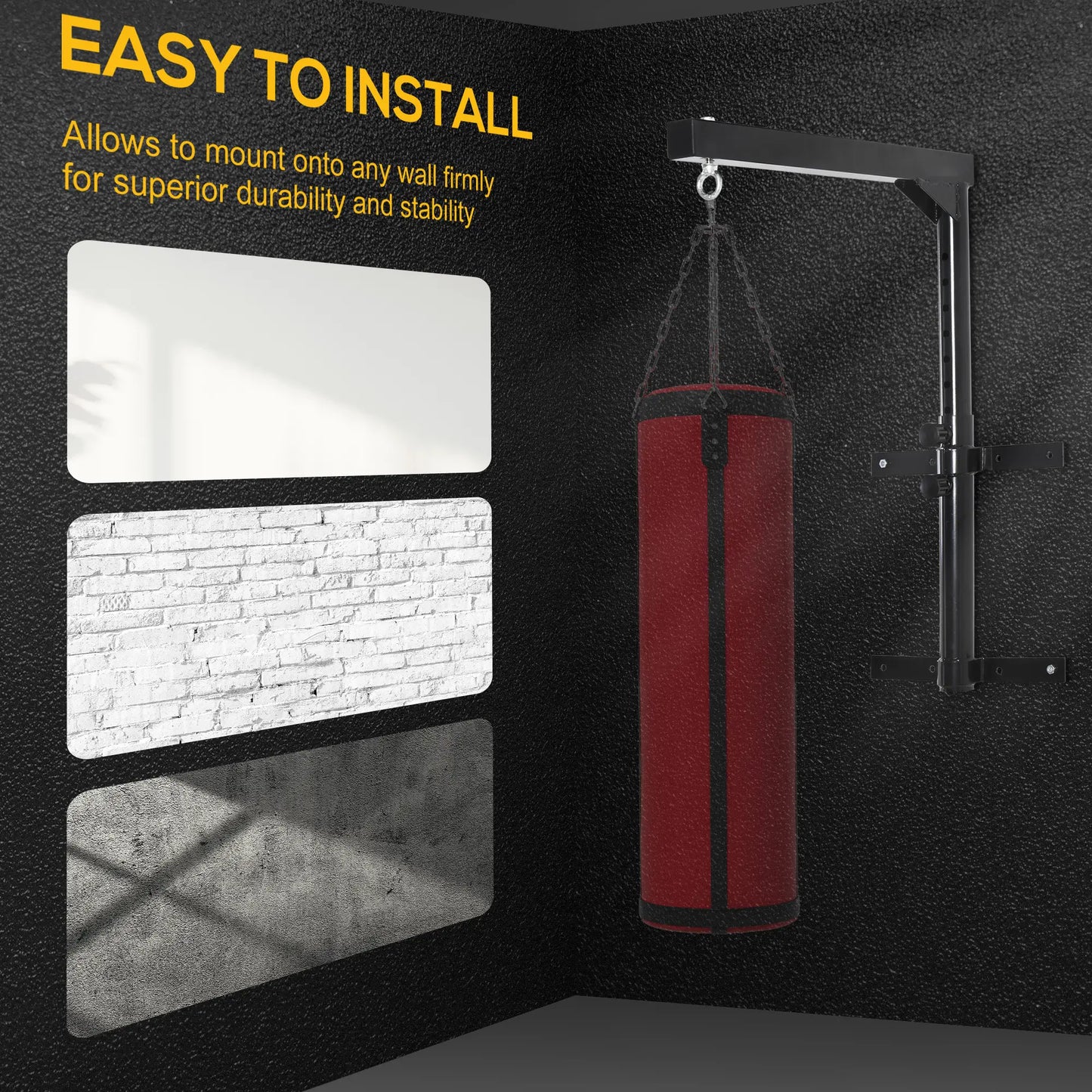 Heavy Duty Boxing Punch Bag Hanger, Wall Mount, 220lbs, Black Punching Bag Hangers at Gallery Canada