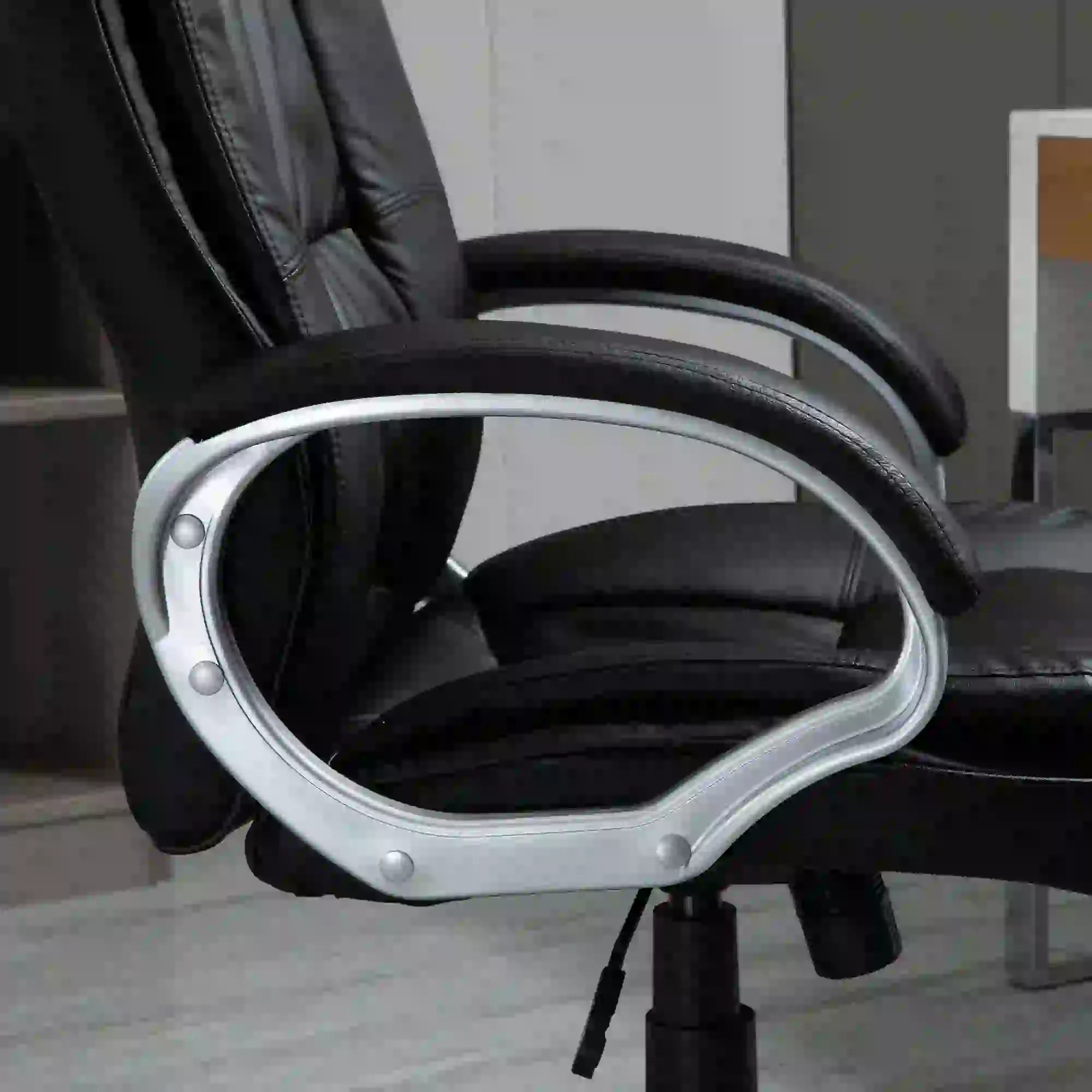Adjustable High Back Executive Office Chair, PU Leather, Padded Armrests Executive & Manager Chairs at Gallery Canada