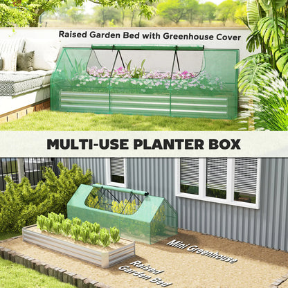 8.6 x 3 x 1ft Raised Garden Bed, Mini Greenhouse, Galvanized Cover, Green Galvanized Planter Boxes at Gallery Canada