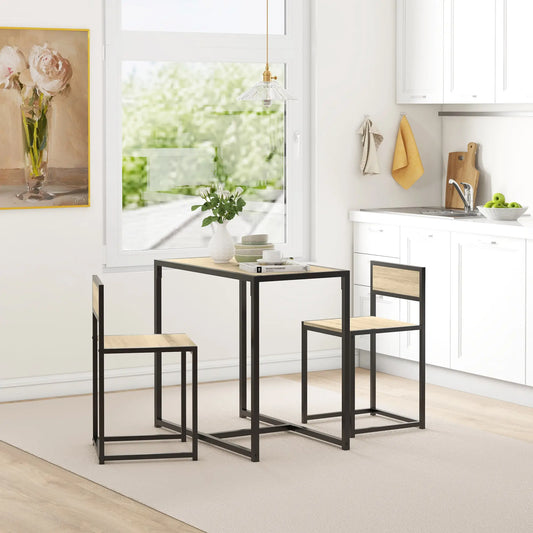 Industrial Dining Table Set for 2, Kitchen Table with Chairs Bar Sets Oak, Black at Gallery Canada