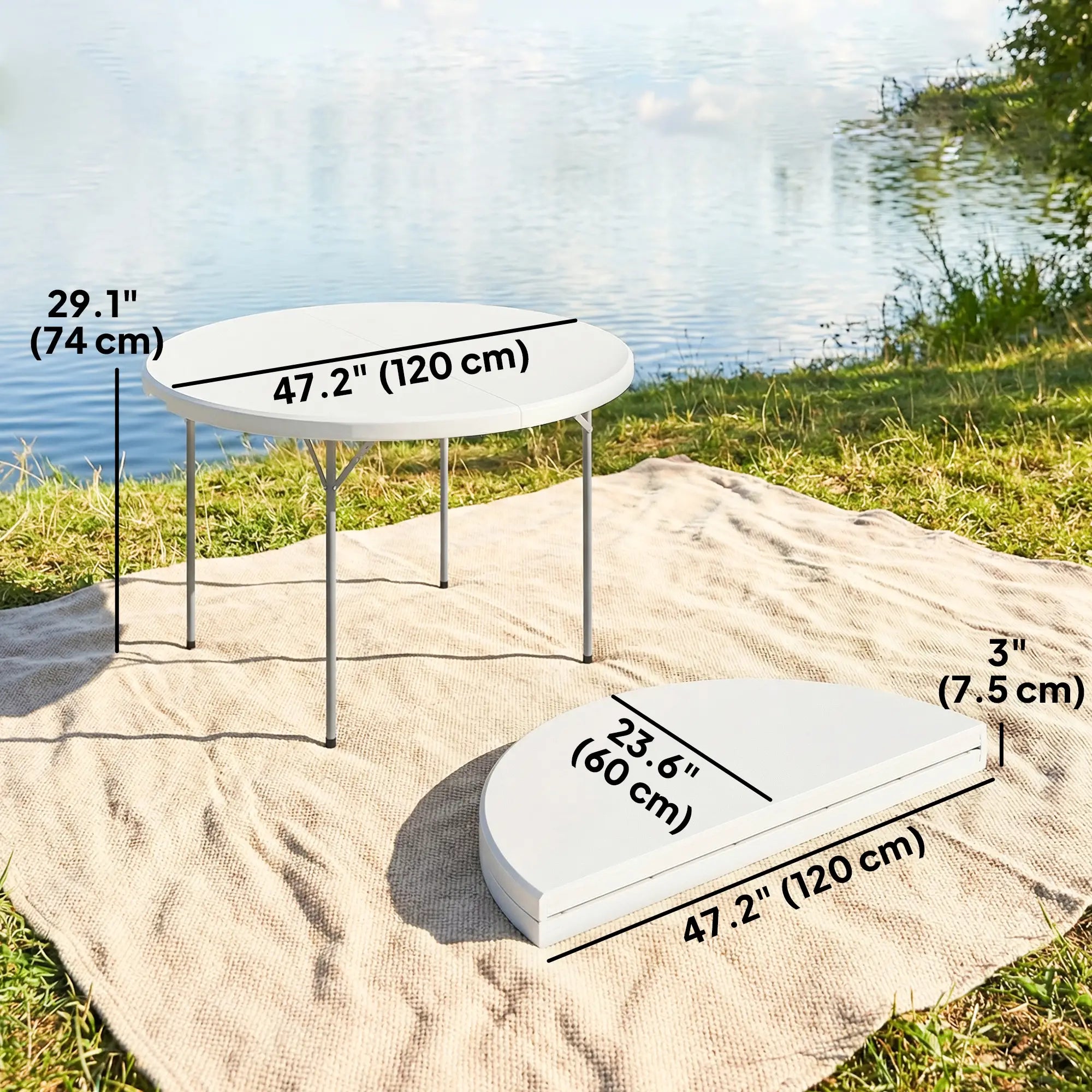 4ft Plastic Folding Picnic Table, Indoor Outdoor, White Picnic Tables & Camping Chairs at Gallery Canada