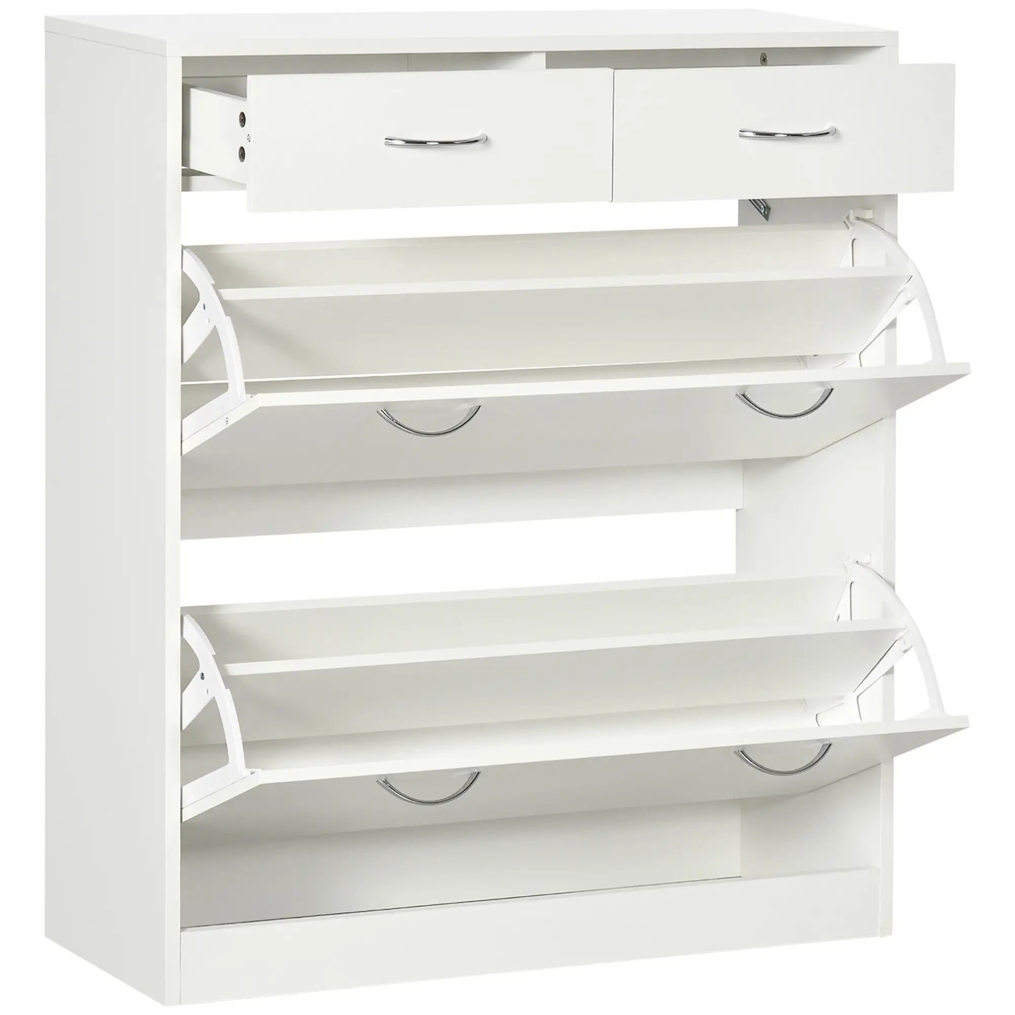 Narrow Shoe Storage, 2 Flip Drawers, Adjustable Shelves, 12 Pairs, White Shoe Storage Cabinets & Racks at Gallery Canada