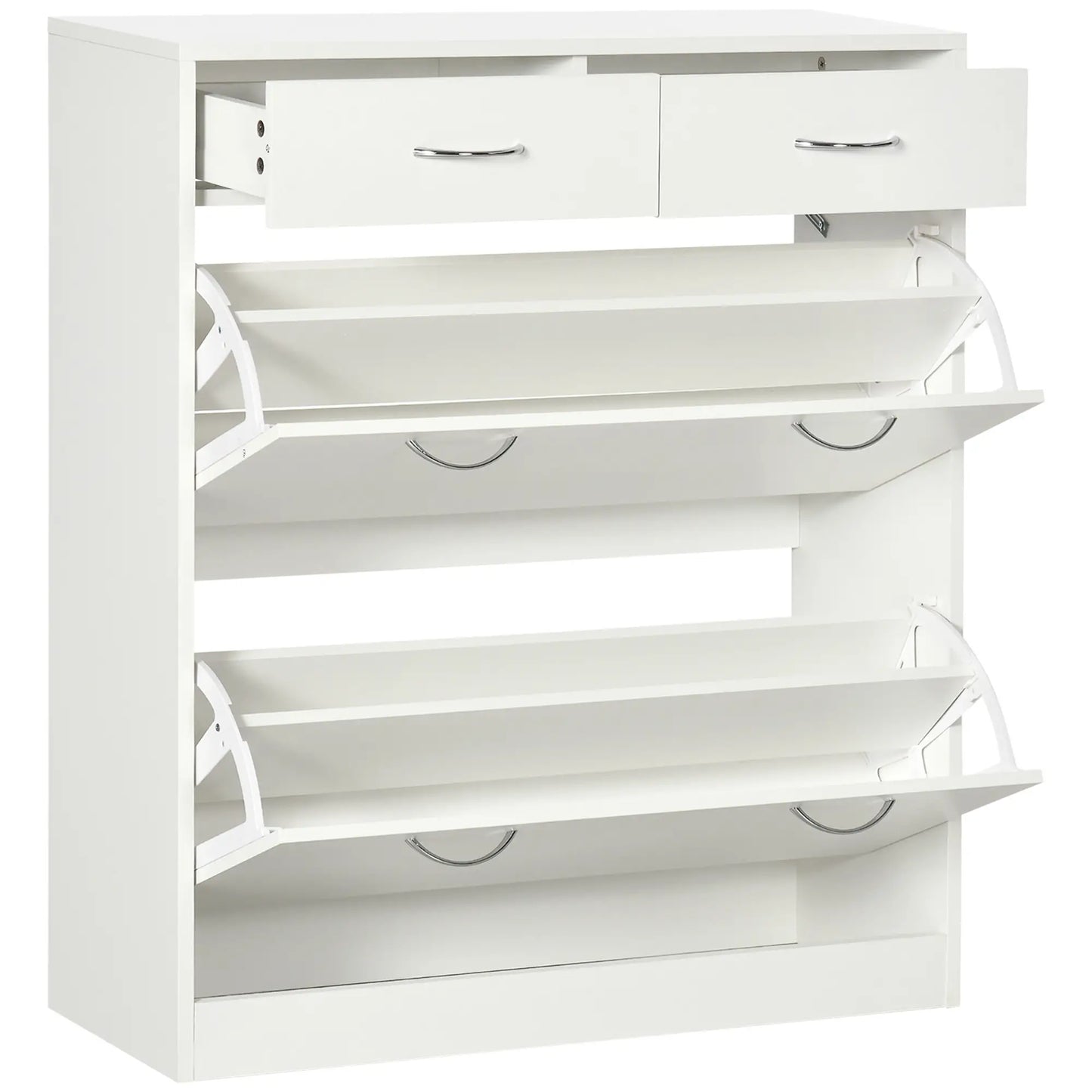 Narrow Shoe Storage, 2 Flip Drawers, Adjustable Shelves, 12 Pairs, White Shoe Storage Cabinets & Racks at Gallery Canada