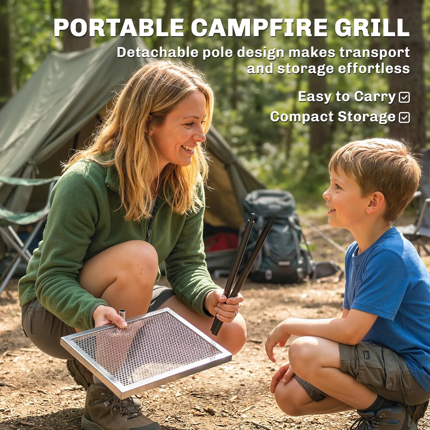 Swivel Campfire Grill, 360 Adjustable Heavy Duty Chrome Steel, Silver Charcoal BBQ Grils at Gallery Canada