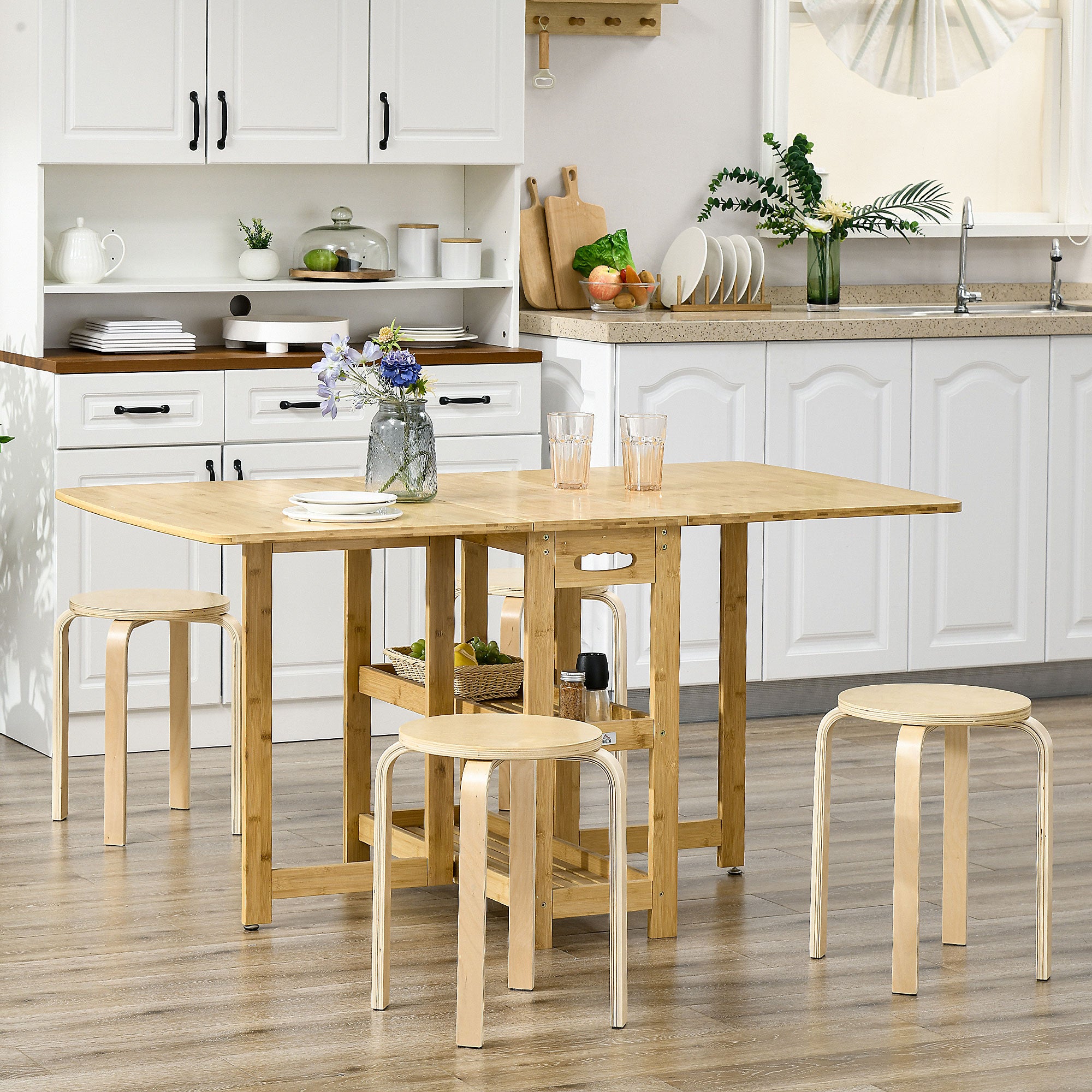 Round Stackable Chairs Set of 4, 18-Inch Backless Stacking Stools for Kitchen, Dining Room, Office, Outdoors Bar Stools at Gallery Canada