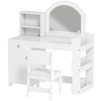 Kids Vanity Set, Toddler Dressing Table and Chair, White Toy Vanity White at Gallery Canada