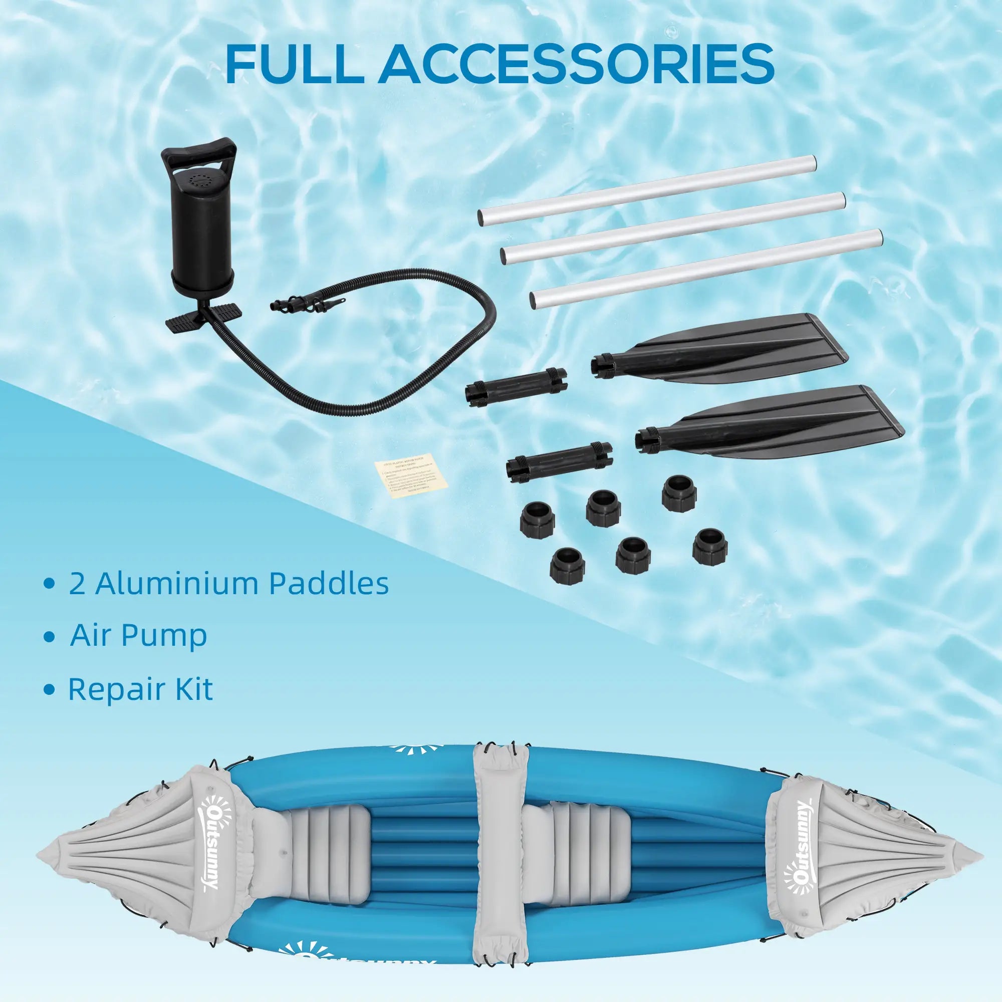 2-Person Inflatable Kayak, Foldable Fishing Boat, Aluminum Oars, Blue Water Sports & Boating Supplies at Gallery Canada