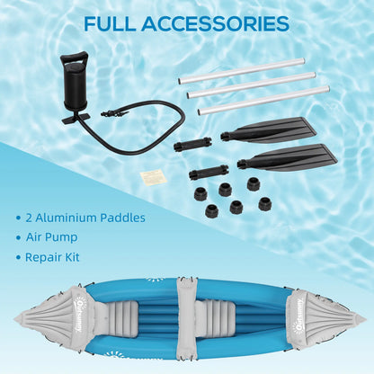 2-Person Inflatable Kayak, Foldable Fishing Boat, Aluminum Oars, Blue Water Sports & Boating Supplies at Gallery Canada