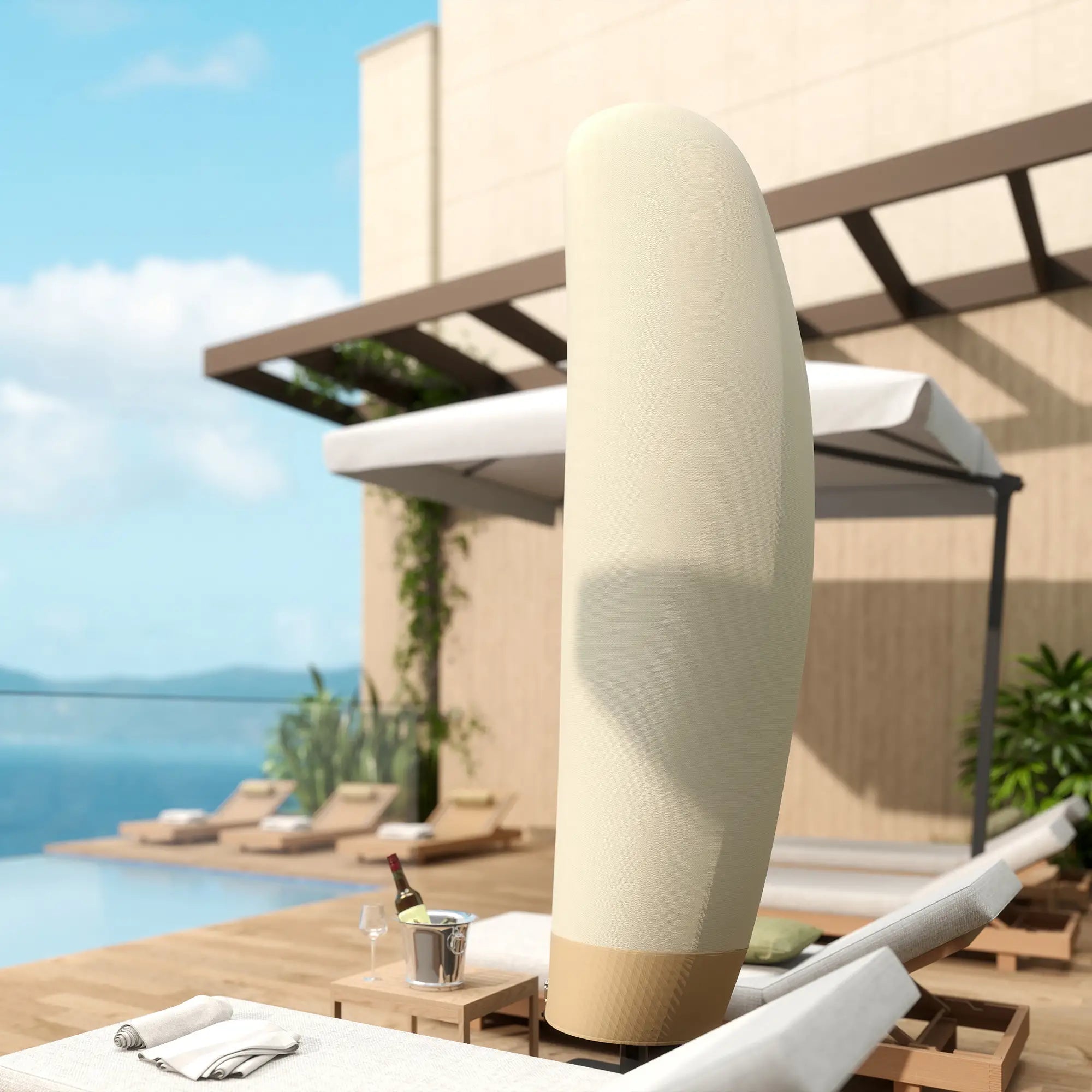 87-Inch Patio Umbrella Cover, 10ft to 13ft, Coffee and Beige Umbrella Covers at Gallery Canada