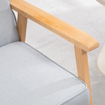 Modern Armchair Fabric, Accent Chair with Tufted Back, Wood Legs and Thick Padding for Living Room, Bedroom, Light Grey Accent Chairs at Gallery Canada