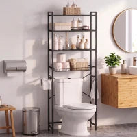 3-Tier Over-the-Toilet Storage Shelf, Adjustable, Black