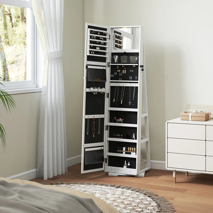 360° Swivel Jewelry Armoire, Lockable Mirror Cabinet, White Jewelry Armoire & Jewellery Mirror Cabinets at Gallery Canada
