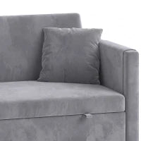 52" Velvet Sofa Bed, Pull Out Sleeper, USB Ports, Dark Grey