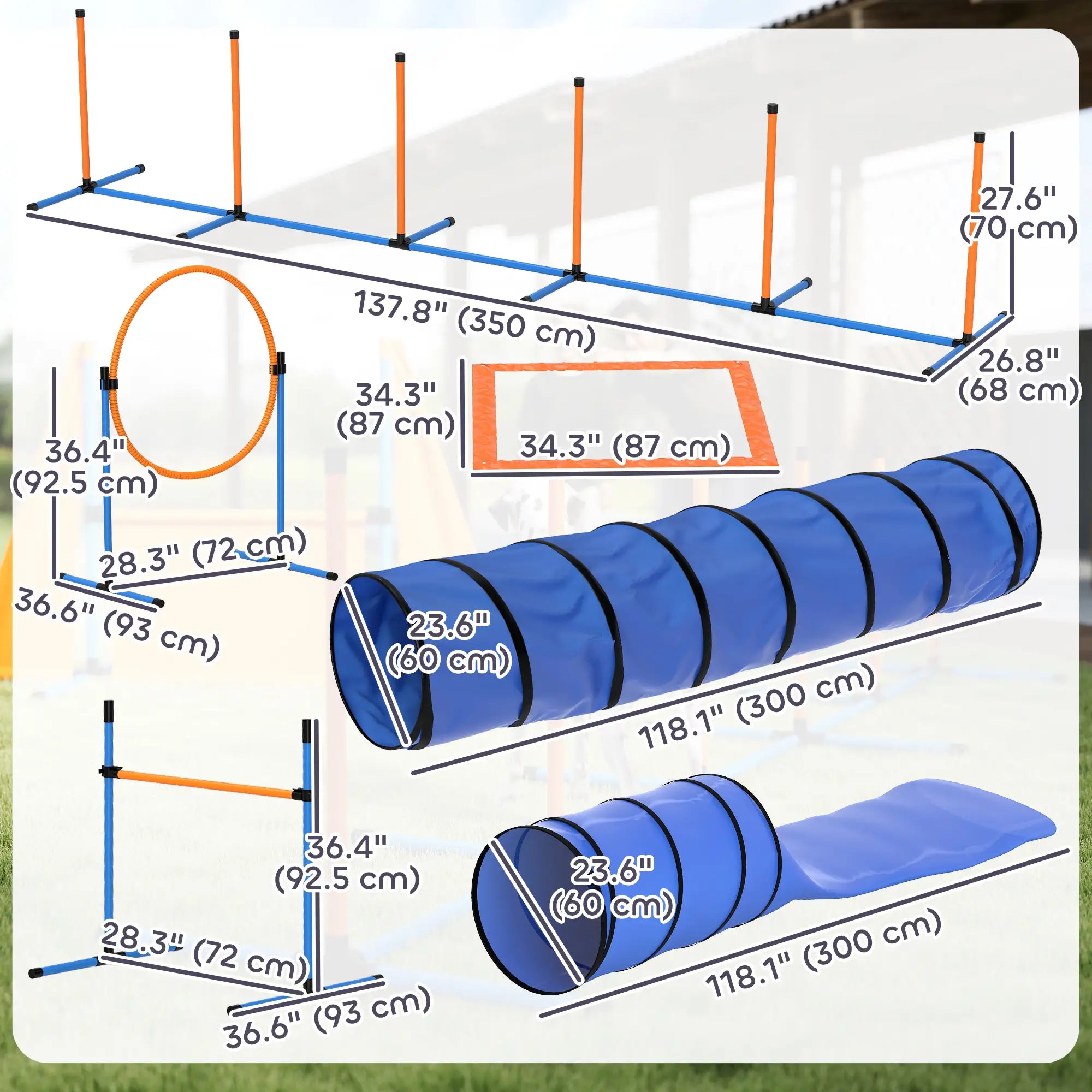 11-Piece Dog Agility Training Set, 2 Tunnels, Adjustable Jumps, Orange Blue Dog Agility Training Equipment at Gallery Canada