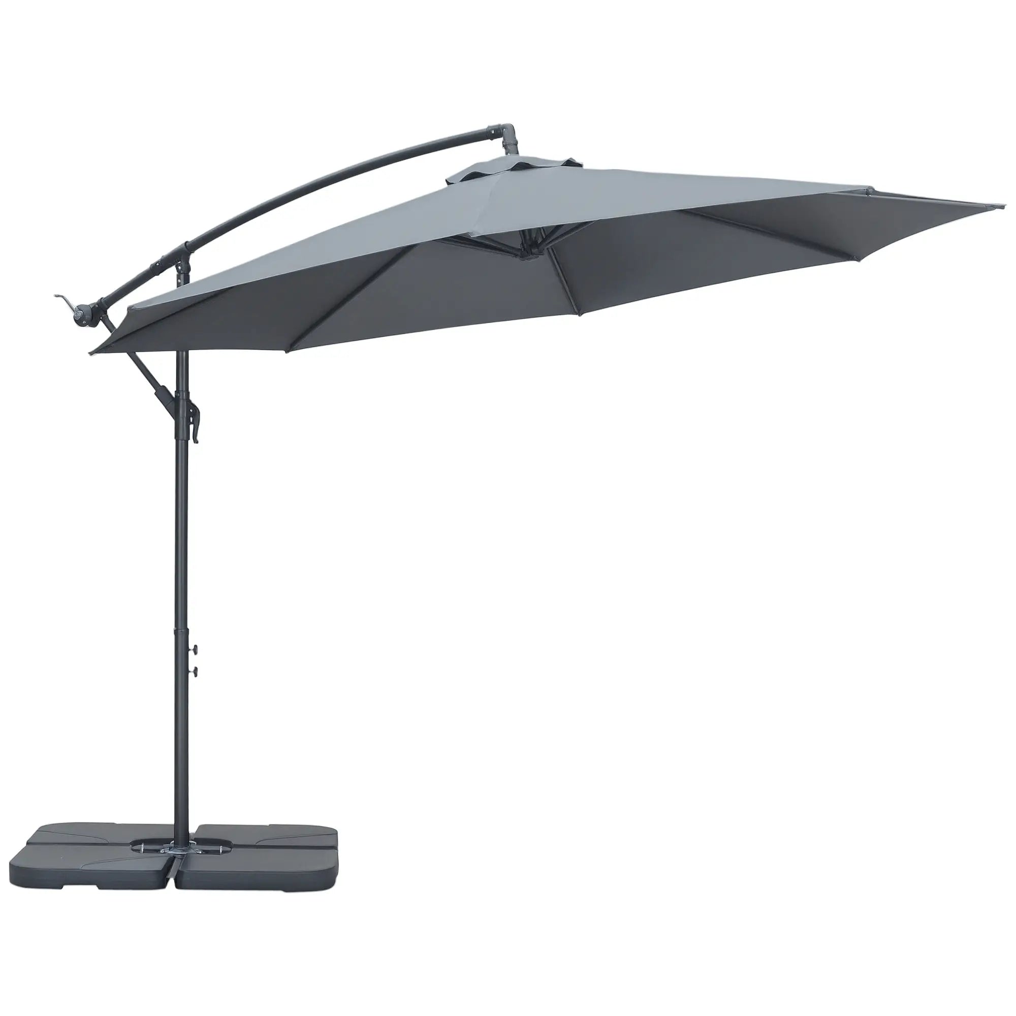 9.6ft Offset Patio Umbrella, Hanging Parasol, Crank, Dark Grey Cantilever Umbrellas at Gallery Canada
