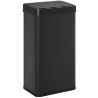 Poubelle automatique de 50 L, couvercle à fermeture douce, acier inoxydable, noir