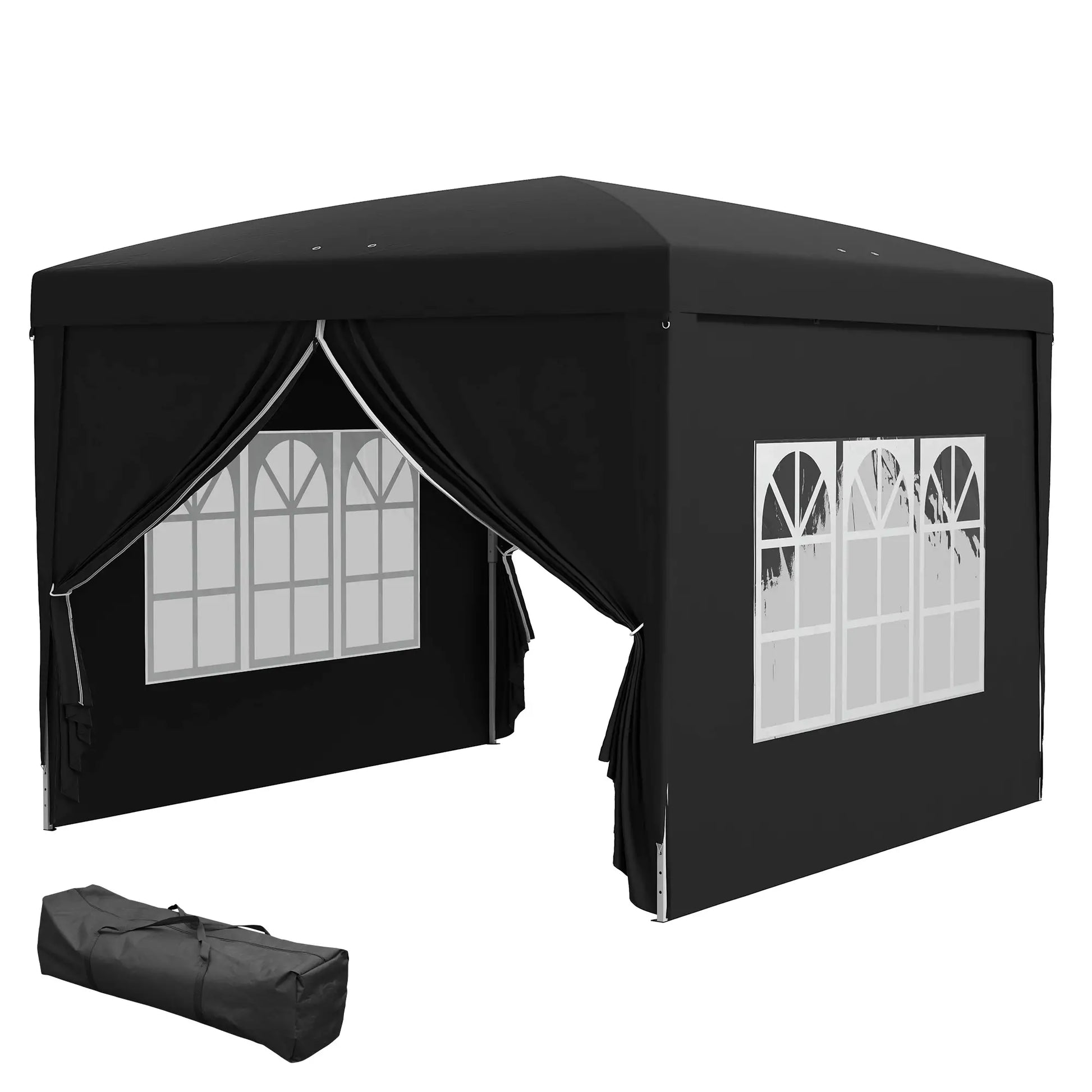 10'x10' Outdoor Pop Up Tent, Wedding Gazebo Canopy, Black Pop Up Canopies Black at Gallery Canada