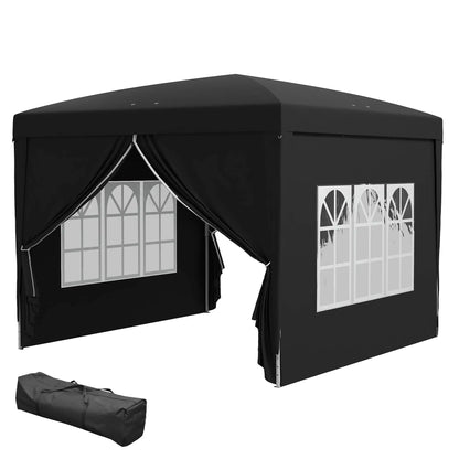 10'x10' Outdoor Pop Up Tent, Wedding Gazebo Canopy, Black Pop Up Canopies Black at Gallery Canada