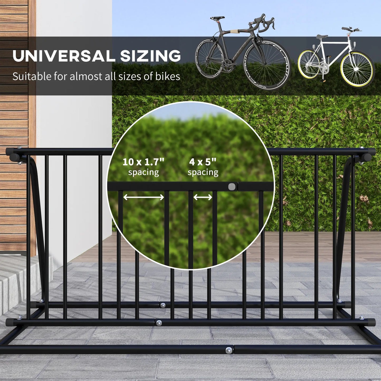Steel Bike Rack, 61", 6-Bike Capacity, Dual-Side, for Garages Streets Bike Parking Stands at Gallery Canada