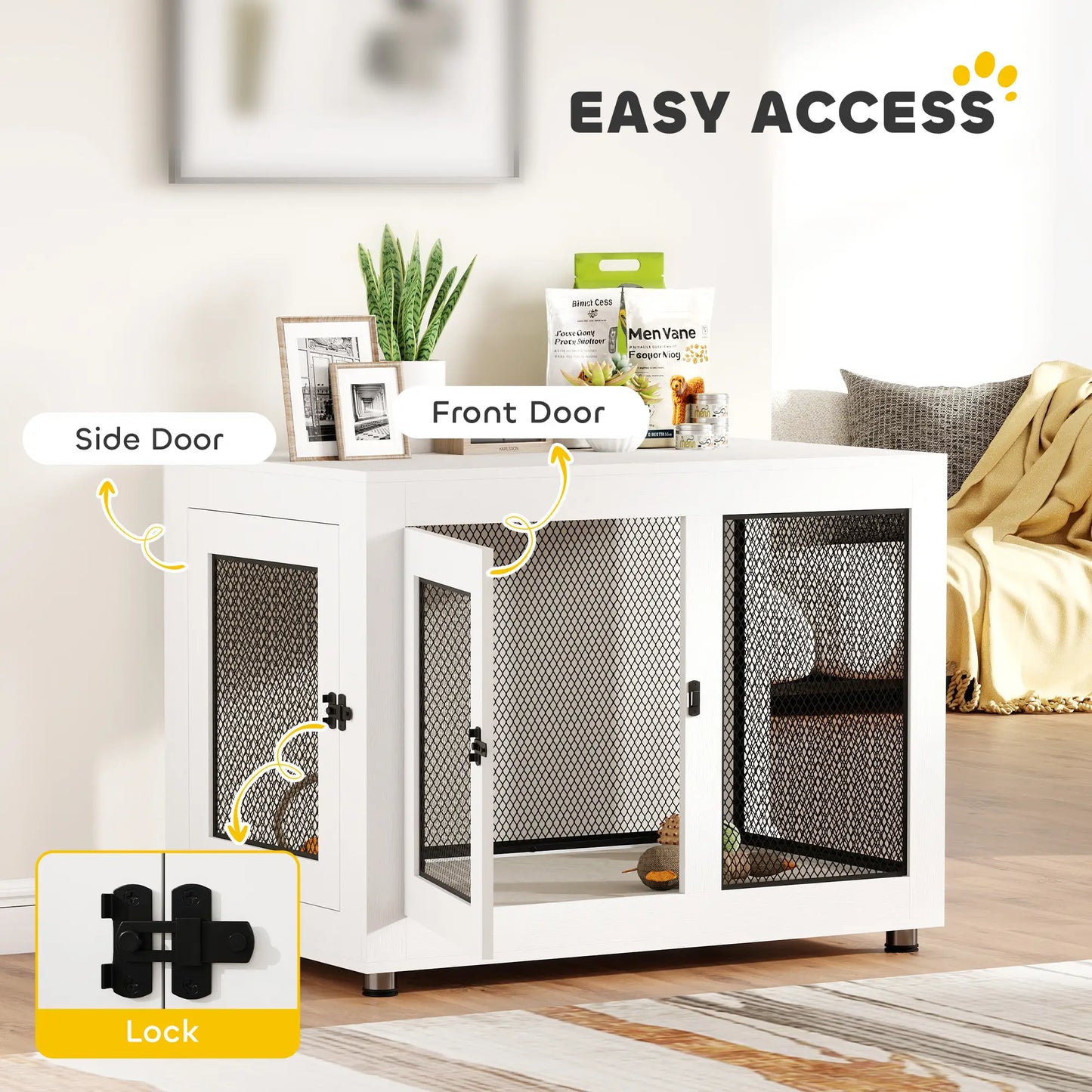 Pet Crate End Table, Water-resistant Cushion, Large Medium Dogs, White Houses, Kennels & Pens at Gallery Canada