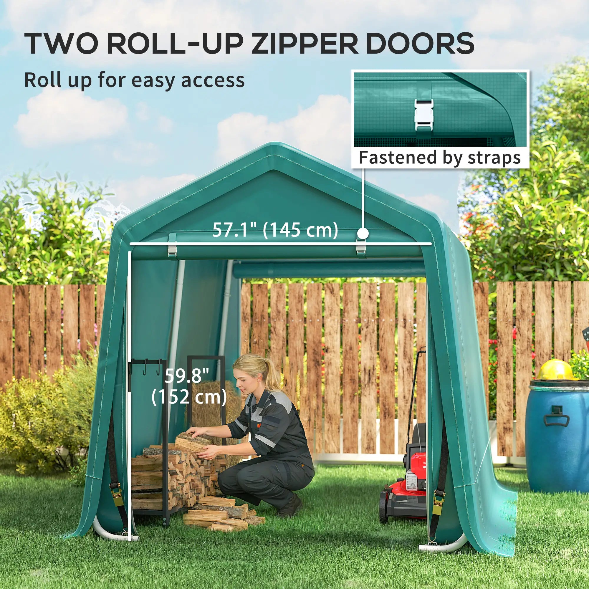 7.9' x 6.6' Garden Storage Tent, Metal Frame, Double Zipper Doors, Green Car Shelters at Gallery Canada