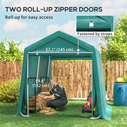 7.9' x 6.6' Garden Storage Tent, Metal Frame, Double Zipper Doors, Green Car Shelters at Gallery Canada