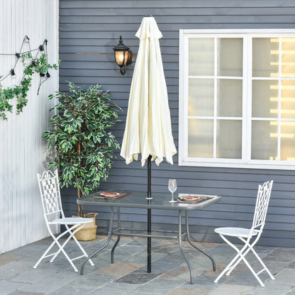 Metal Garden Dining Table, Umbrella Hole, Tempered Glass Top, 47.25" x 31.5" Patio Dinning Tables at Gallery Canada