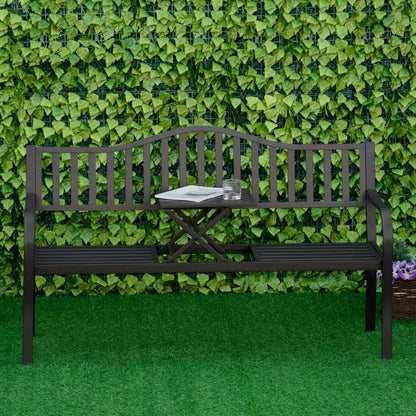Metal Outdoor Bench with Liftable Table, Patio Loveseat, Garden Bench, Black Outdoor Benches at Gallery Canada