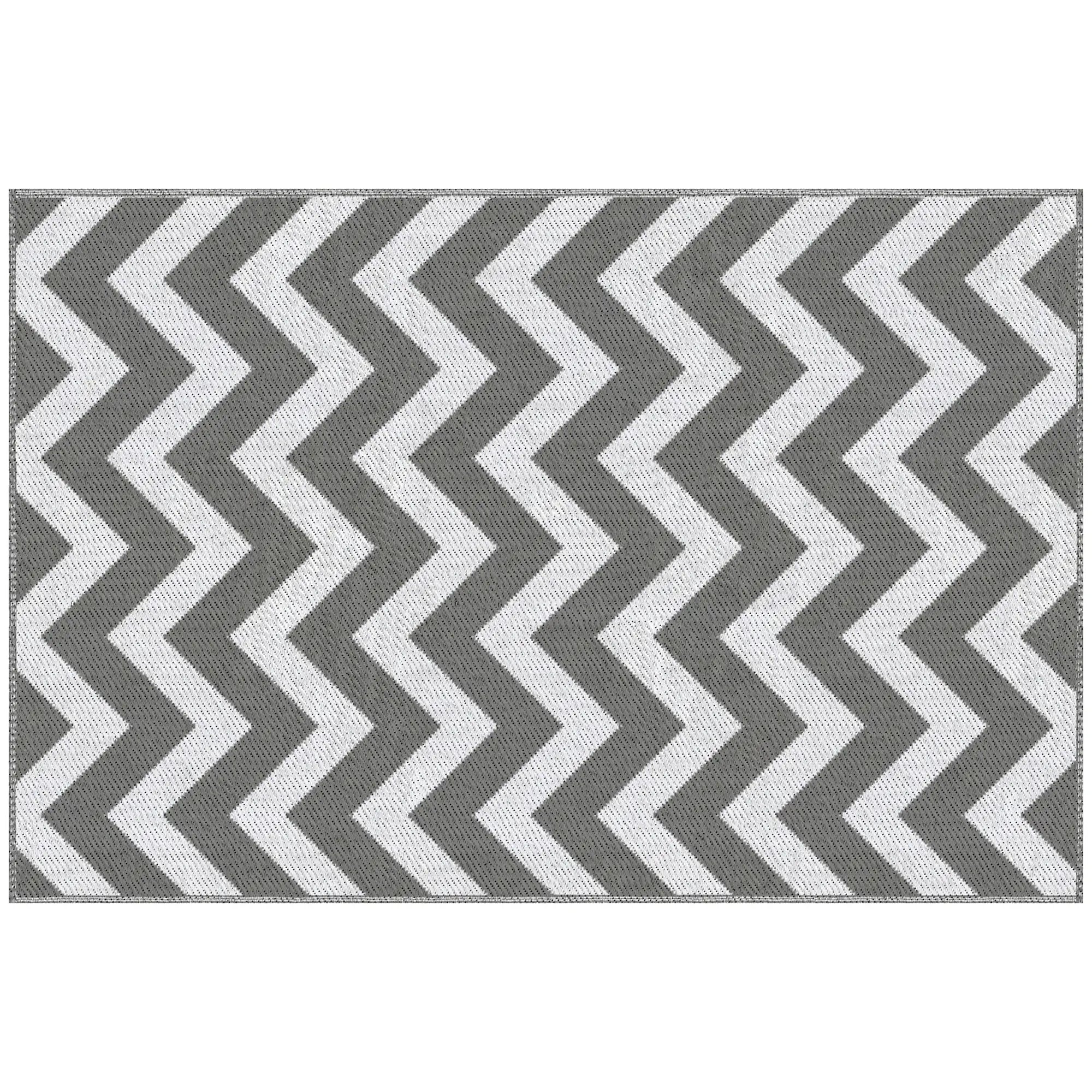 Reversible Outdoor RV Rug, 4' x 6', Patio Floor Mat, Grey & White Garden Decor at Gallery Canada