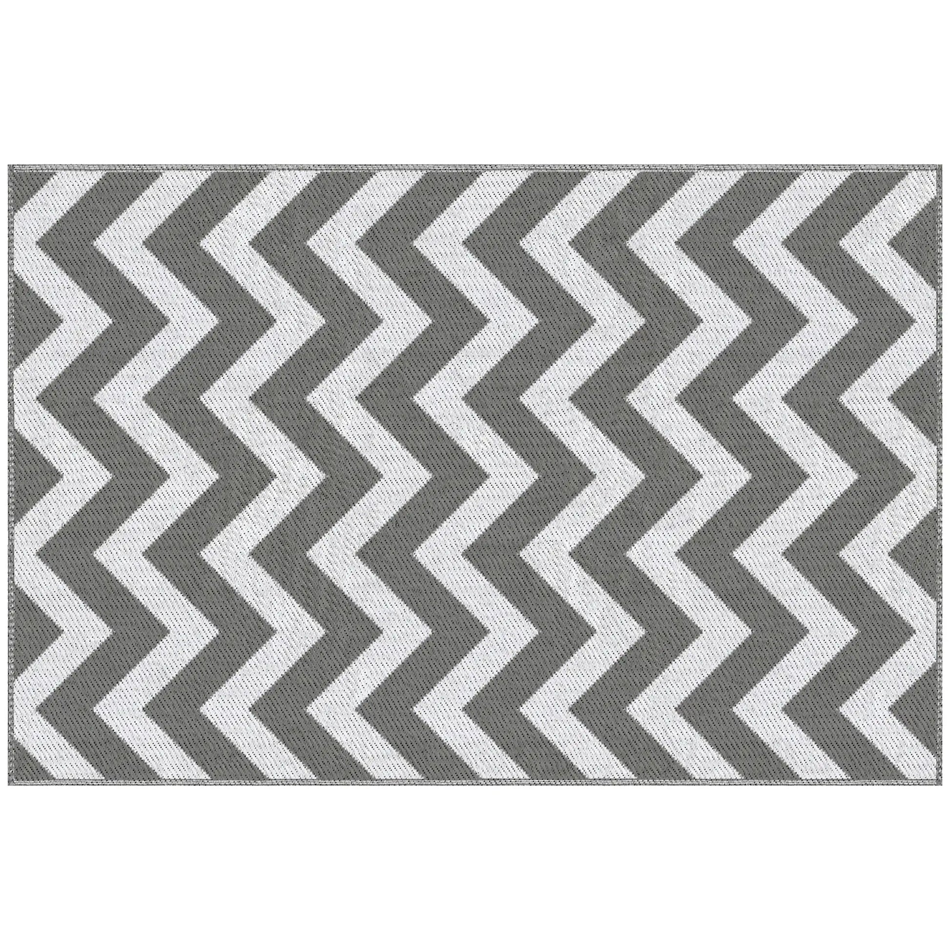 Reversible Outdoor RV Rug, 4' x 6', Patio Floor Mat, Grey & White Garden Decor at Gallery Canada