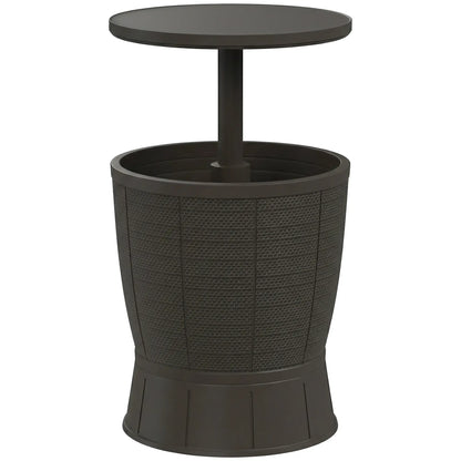 11 Gallon Patio Cooler Side Table, Height Adjustable Top, Drainage Plug, Brown Patio Side Tables at Gallery Canada