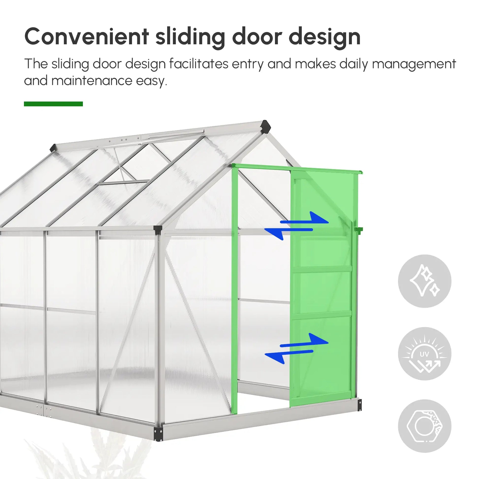 6' x 8' x 6.6' Polycarbonate Greenhouse, Walk-In Garden Kit, Silver Walk In Greenhouses at Gallery Canada