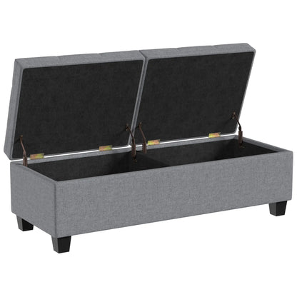 51.2" Storage Ottoman Bench, 2 Compartments, Dark Grey, Dark Grey