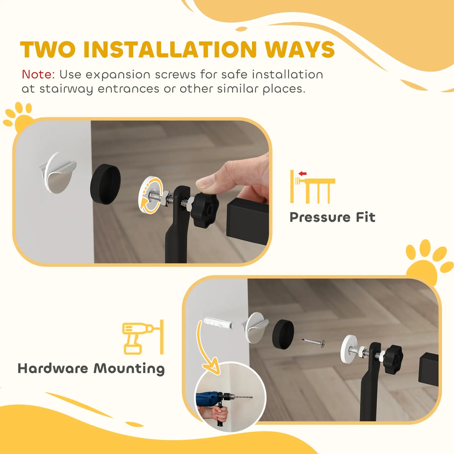 59" Extra Tall Cat Gate, 30"-41" with Extensions, Black Pet Gates at Gallery Canada