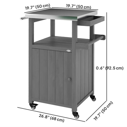 Grill Table With Stainless Steel Top, Pizza Oven Table, Storage Cabinet, Dark Grey Outdoor Grill Carts at Gallery Canada