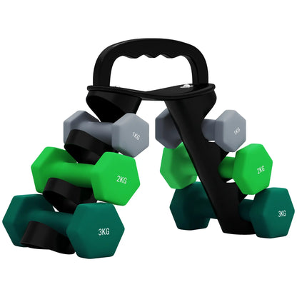 26 LBS Hex Dumbbell Set, Adjustable, Vertical Rack, Green Dumbbells & Barbells at Gallery Canada