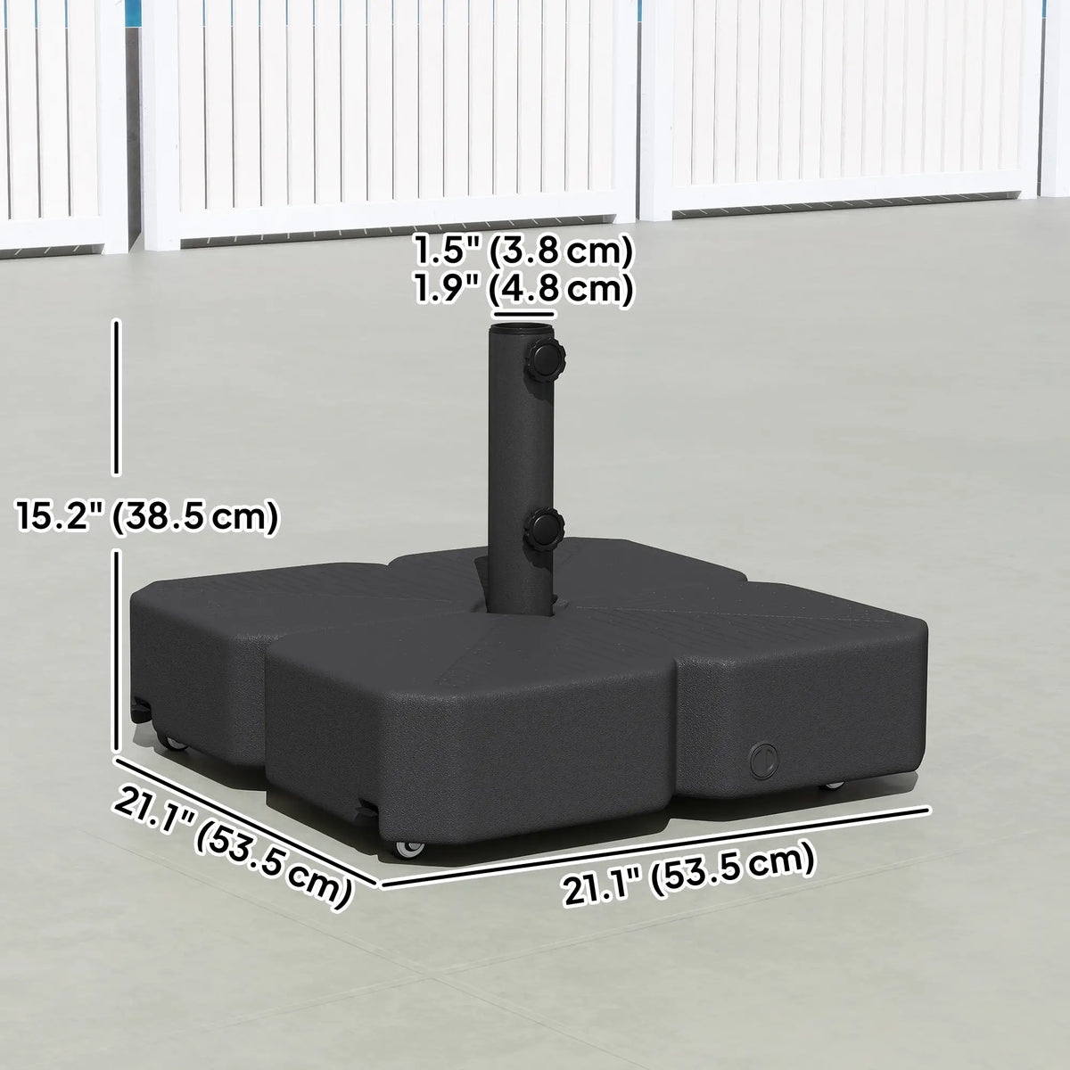 Heavy Duty Outdoor Umbrella Stand, 1.5"/1.9" Poles, Wheels With Brake, Black Umbrella Bases at Gallery Canada