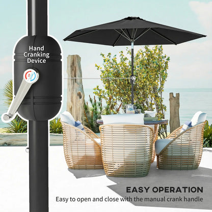 Patio Sun Umbrella, Outdoor Parasol, 6 Ribs, Black Sun Umbrellas at Gallery Canada