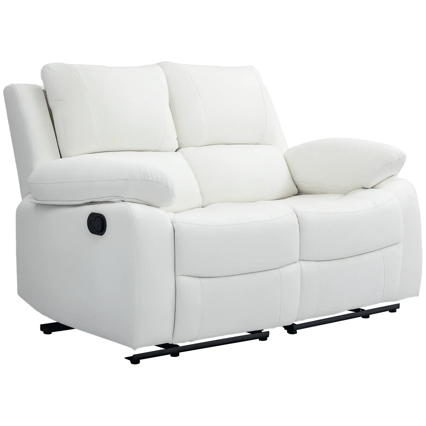 PU Leather Manual Recliner Sofa, Double Reclining Loveseat, White 2-Seater Sofas at Gallery Canada