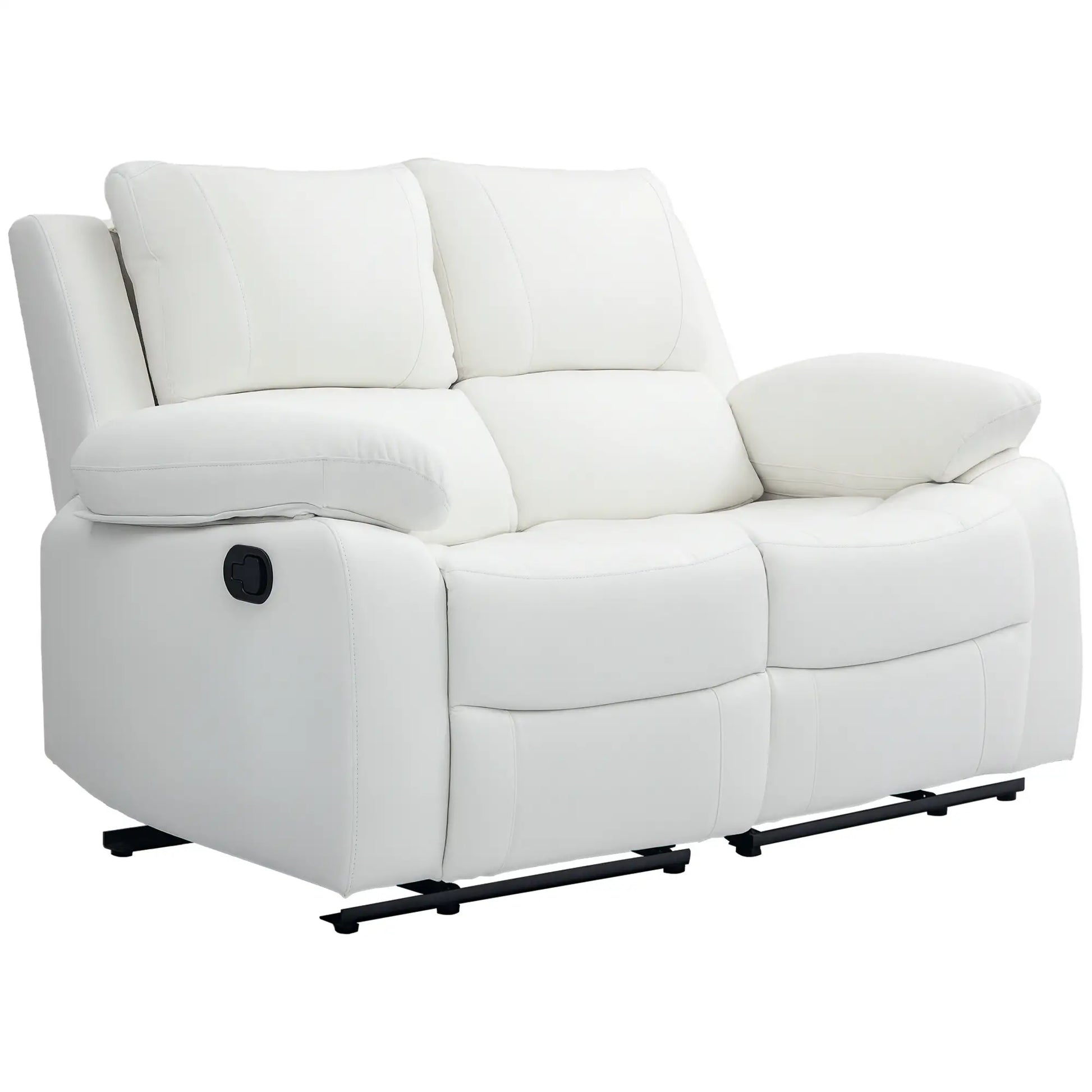 PU Leather Manual Recliner Sofa, Double Reclining Loveseat, White 2-Seater Sofas at Gallery Canada