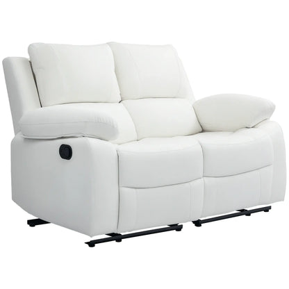 PU Leather Manual Recliner Sofa, Double Reclining Loveseat, White 2-Seater Sofas at Gallery Canada