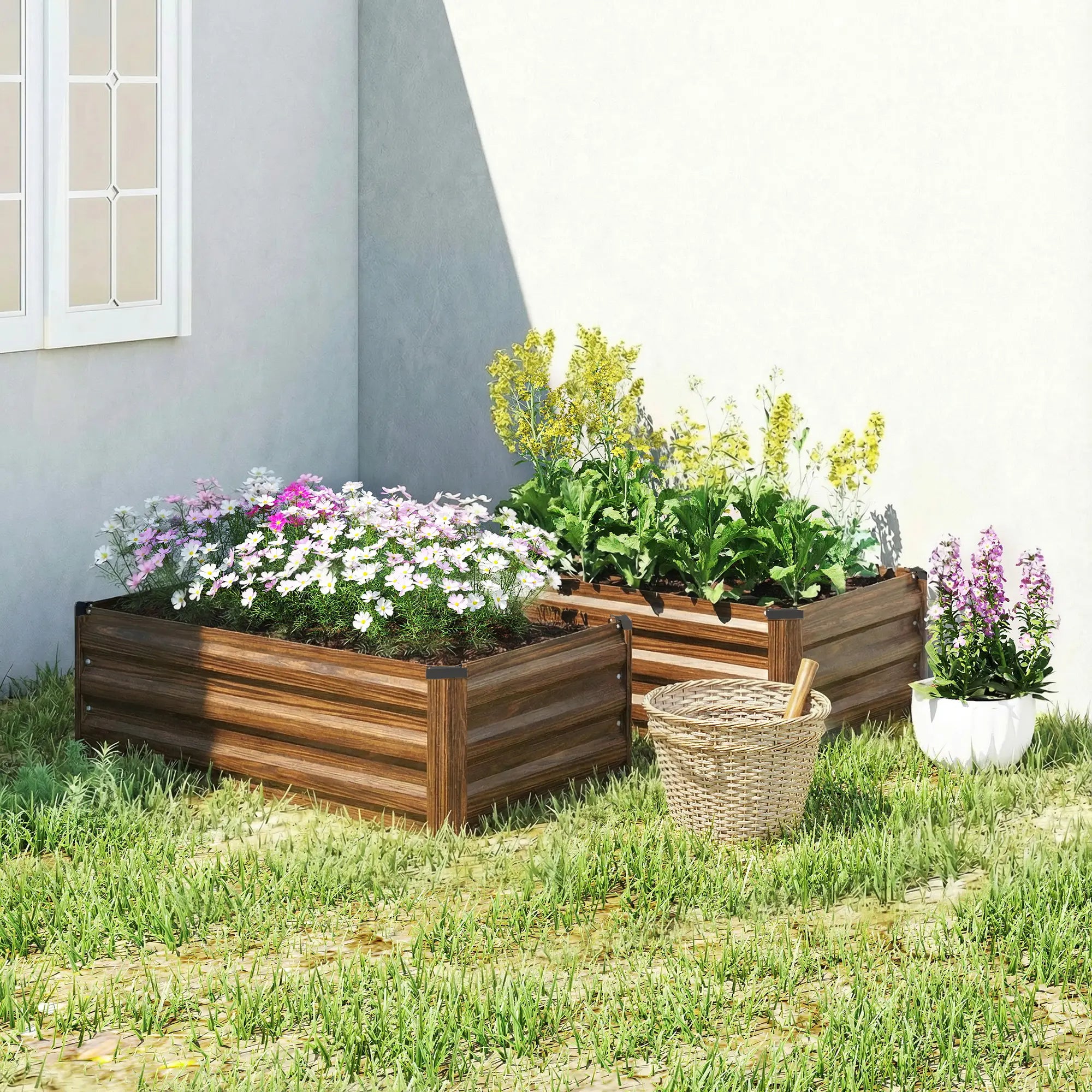 Galvanized Raised Garden Beds, Outdoor Planter Box, Dark Brown Galvanized Planter Boxes at Gallery Canada